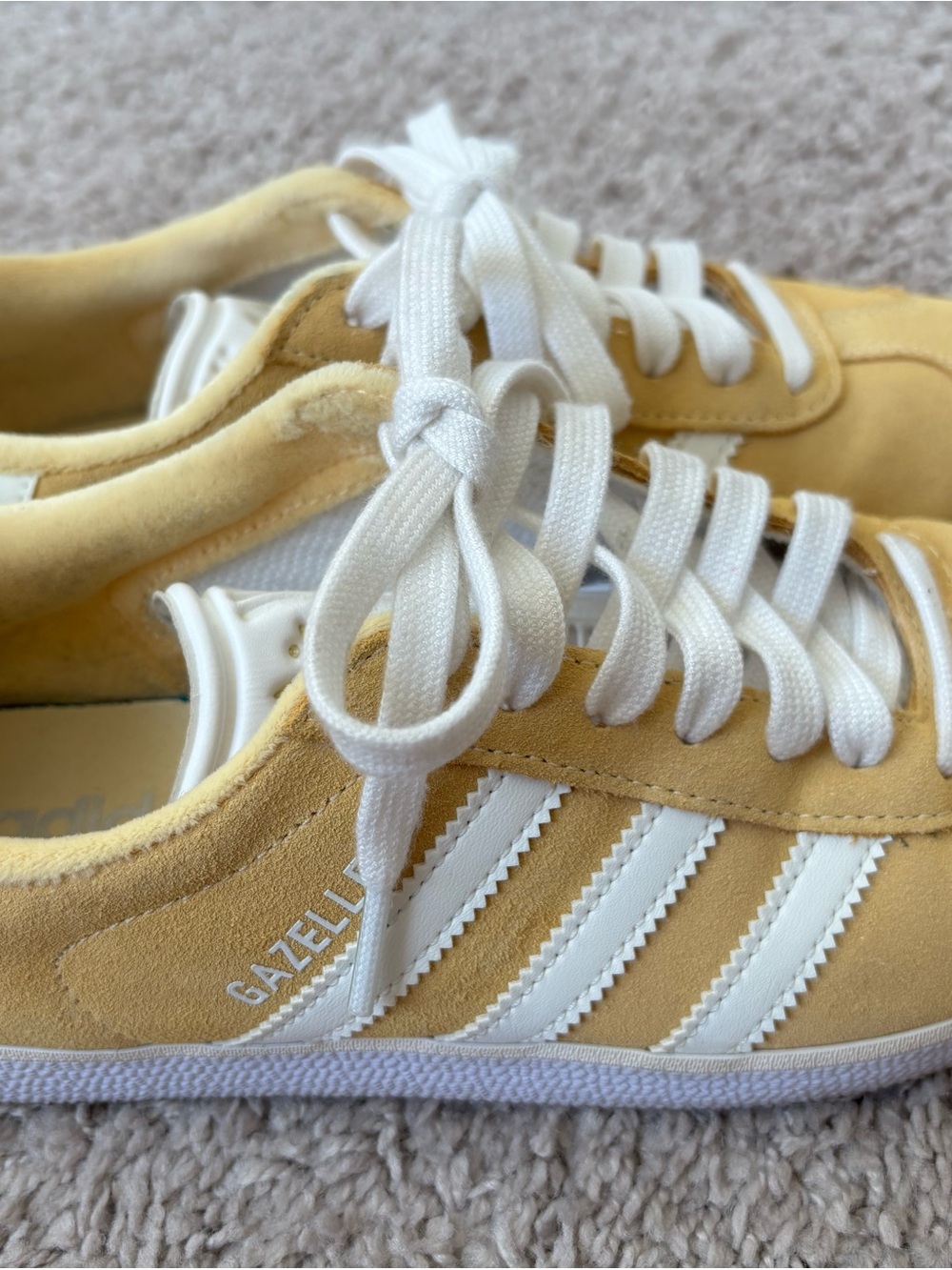 adidas Gazelle Suede Sneakers in Pale Yellow and White